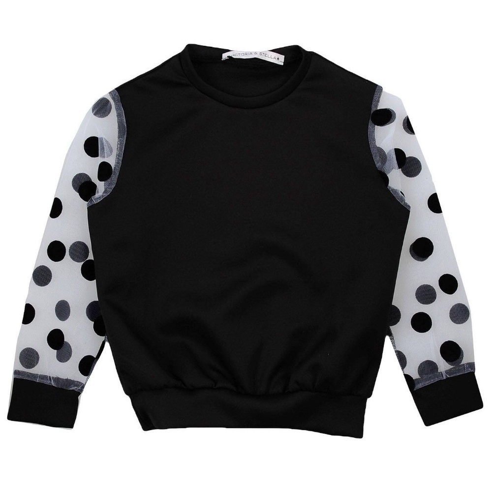 Victoria & Stella Polk A Dot Mesh Sweatshirt Size 6